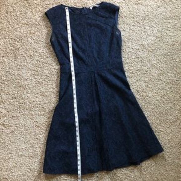 Calvin Klein Navy Blue Lace Floral cap sleeve dress size 4 - Picture 8 of 17